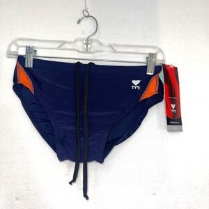 TYR Men's Boys Swim Racer Swimsuit Navy and Orange size‎ 32 NEW With Tags